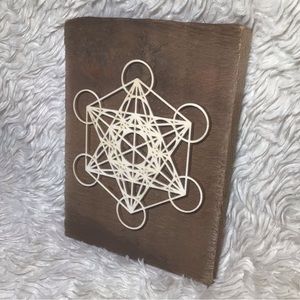 Archangel Metatron‘s cube rustic wooden wall hanging art plaque